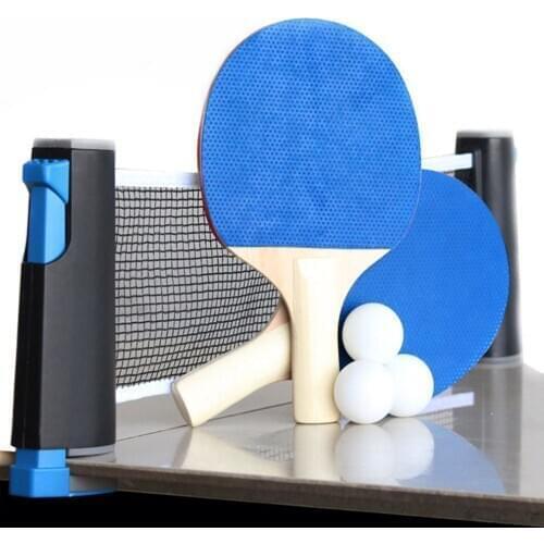 Table Tennis Racket Set Ping Pong Paddle Bat Sports Table Tennis Balls 1 Pair of Bat + 3 Balls + 1 Net For Fitness Gym Workout