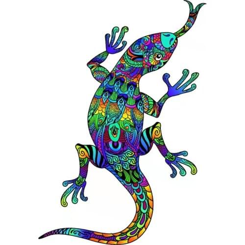 Colorful Chameleon Wooden Animal Puzzles For Adults Kids Educational Toy Interactive Puzzles Games Wooden Jigsaw Puzzle DIY Gift