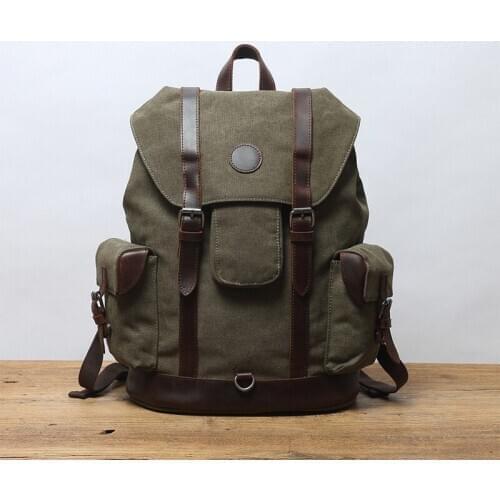 M421 Vintage Mountaineering Leather Laptop Backpacks Men/Women School Backpacks Men Travel Bag Canvas Backpack Large Capacity