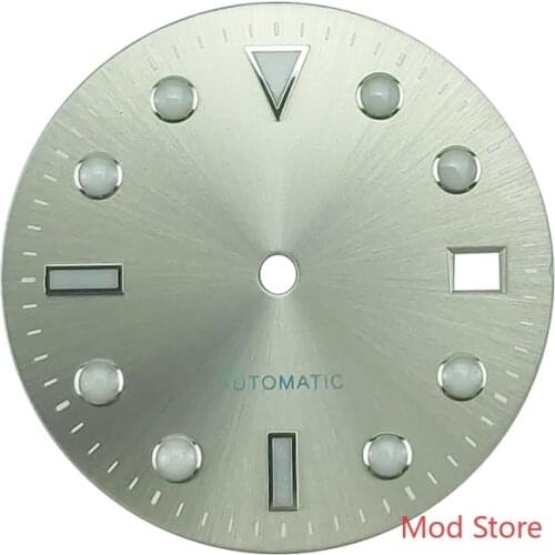 Super Blue Luminous 28.5mm Silver Black Sterile Watch Dial Wristwatch Plate Fit ETA2824 Miyota8215 DG2813 Mov't Sub Diver Style