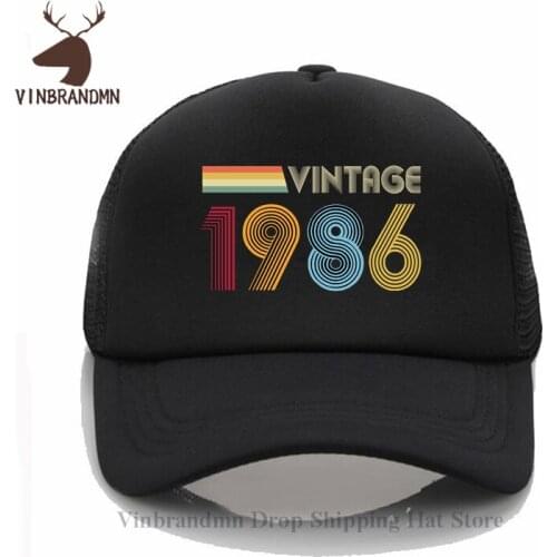 Vintage 1986 Years unisex Baseball cap Boyfriends 35th Birthday Gift Fishing hat Family Gathering Custom cotton Cool bucket hat