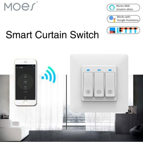 WiFi Smart Push Button Curtain Roller Blinds Shutter Switch Tuya Remote Control Motorized Motor Works with Alexa Google Home