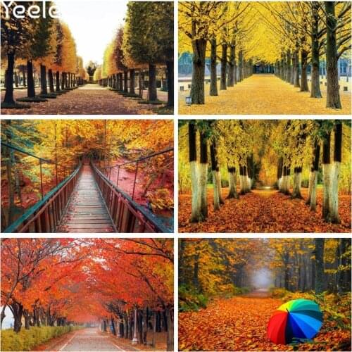 Yeele Autumn Leaves Scenery Photography Backdrops Forest Path Photographic Studio Photo Background Birthday Decorations Prop