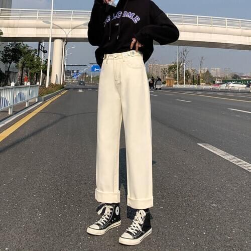 Gary jeans woman Vintage trousers Wide Leg Pants beige Blue high waist jeans Loose Washed Full Length womens clothing
