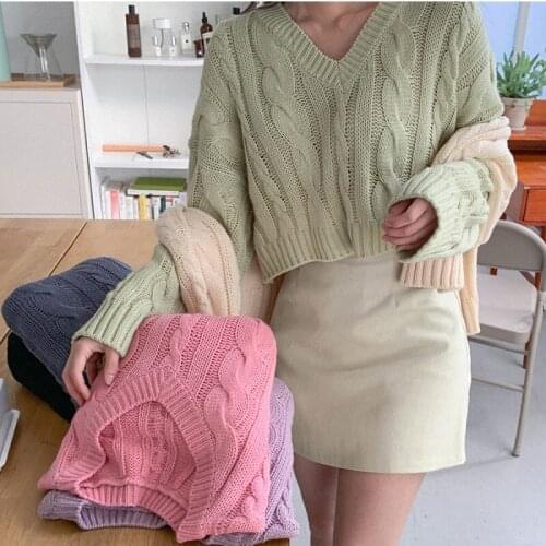 Korean Fashion Jumper Women 2021 autumn winter Long Sleeve Knitted Sweater Pullover Tops