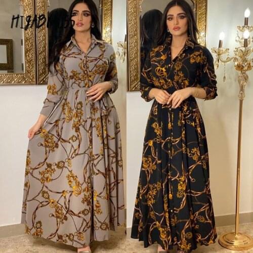 Ladies Summer New Style Plus Size Fashion French Elegant Dress Hot Style Retro Muslim Dress Dubai Abaya Djellaba Arab Dress