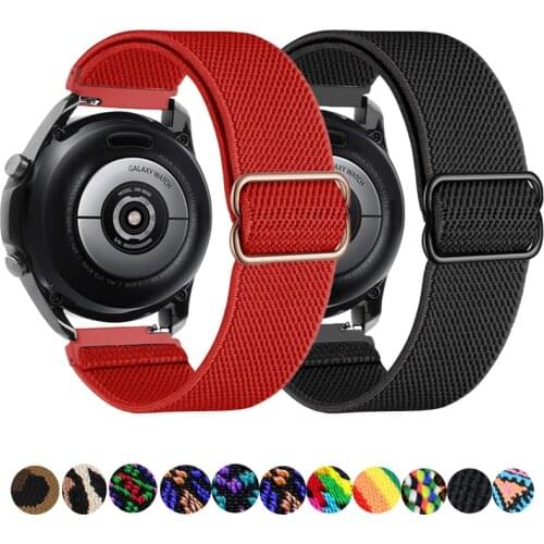 20mm/22mm strap For Samsung Galaxy watch 3/Active 2/46mm/42mm/ Gear S3 Adjustable Elastic Nylon bracelet Huawei GT/2/2E/Pro band