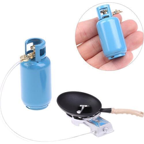 4Pcs/Set Miniature Kitchen Alloy Gas Stove Tank Utensils Tool Toy 1/12 Dollhouse Utensil Toy For Kids New