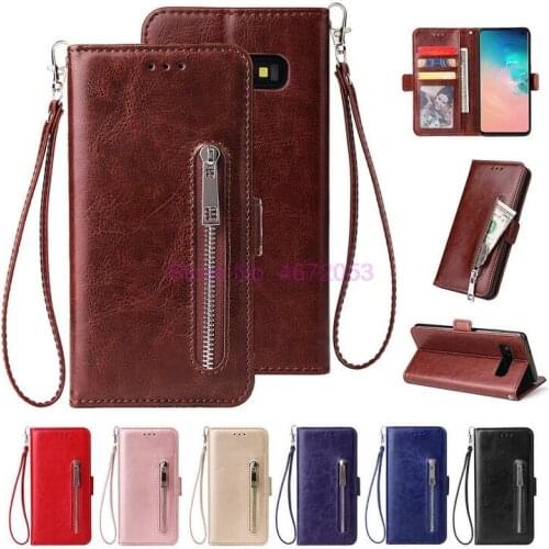 50pcs Leather Wallet Case For IPhone XR XS MAX X 8 7 6 Galaxy S10 S10e S9 Note 9 8 S8 Zipper Holder Money Pocket ID 3 Card Slot