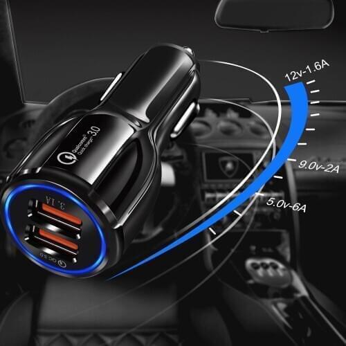 18W QC3.0 Car Charger Dual USB Fast Charging 3.1A Phone Charger Adapter For iPhone 12 11 Pro Max7 8 Xiaomi OPPO Huawei