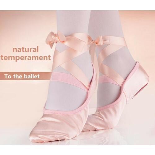 Kids Bandage Children Ballet Shoes Pink Purple Apricot & Red Canvas Ballet Dance Shoes Split Suede Sole
