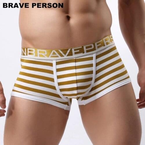 BRAVE PERSON Mens Sexy Striped Underwear Boxers Cotton Fashion Underpants Male Panties Men Boxer Shorts B1155