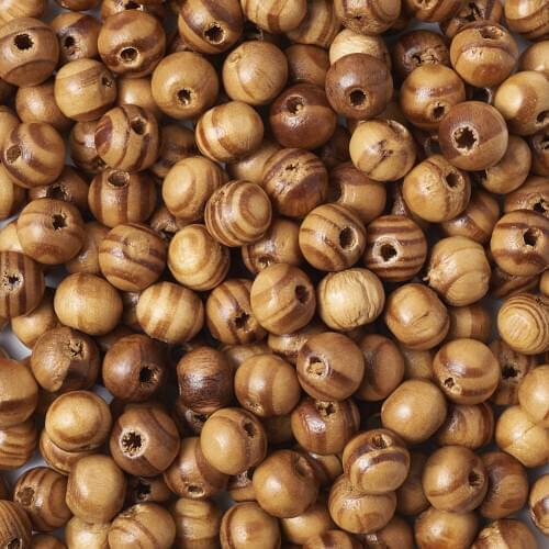 200PCS Wood Tribal Natural Beads 8mm Brown Wooden For Jewelry Making Fit Charm Bracelet DIY Findings Crafts
