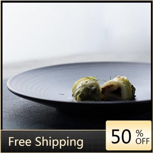 Black European Style Dinner Plates Nordic Ceramic Porcelain Food Turkish Dishes Dessert Salad Plates Vajilla Home Decor HX50DP