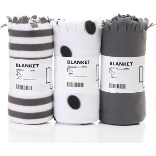 Double-sided Infant Fleece Blanket 130X170cm Travel Aviation Air Blanket Stripe Black White Baby Blanket Kids Bedding Swaddling