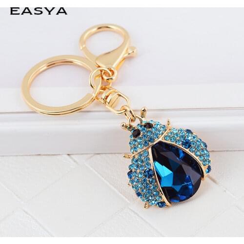 EASYA New Arrival Crystal Insect Shape Chaveiro Keychain Cute Sparkling Metal Key Ring Holder Accessories For Women Girls Bag
