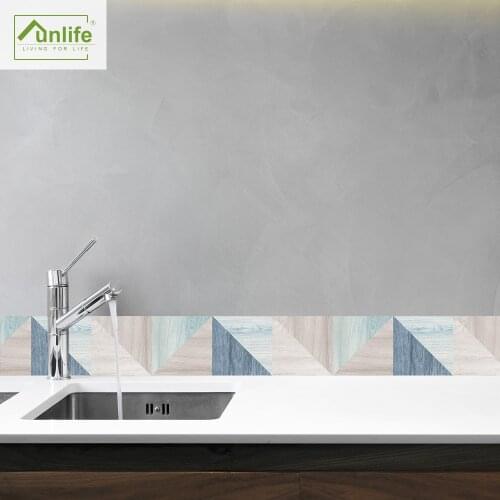 Funlife® Wood Geometry Removable Wall Borders Kitchen Bathroom Self-Adhesive Tile Stickers Waterproof Home Decor Wall Stickers