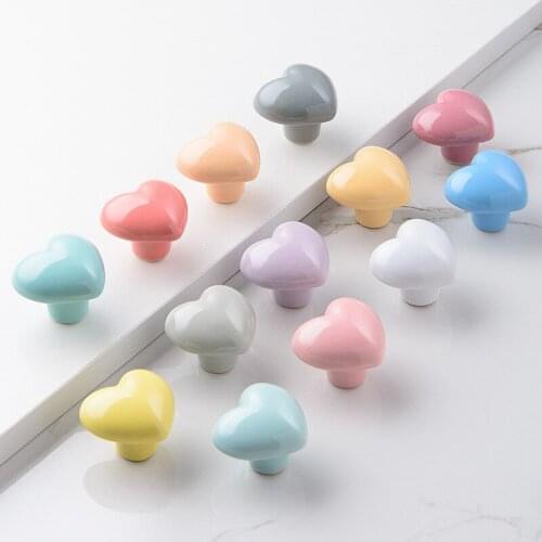 Ceramic Cartoon Cabinet Knobs and Handles Colorful Heart Drawer Closet Pull Kids/Childrens Room Furniture Handle Door Hardware