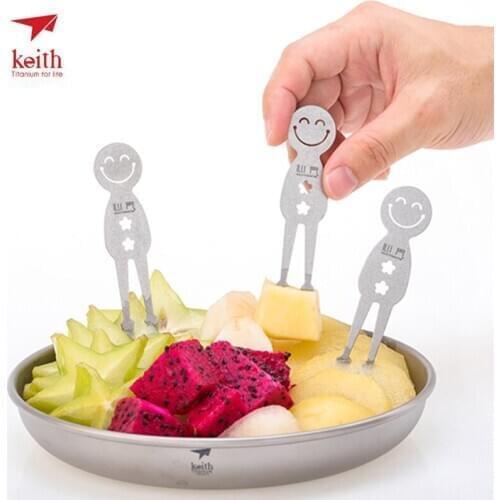 Keith Titanium Fruit Fork Fruit Stick Tableware Fruit Picks Skewers Sticks Party Dessert Utensil Food Fork Portable Mi1320