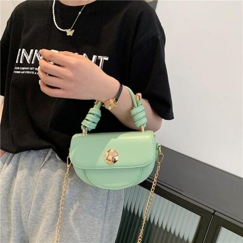 Summer Mini Totes Mini PU Leather Saddle Crossbody Bags for Women 2021 Brand Fashion Chain Shoulder Handbags and Purses