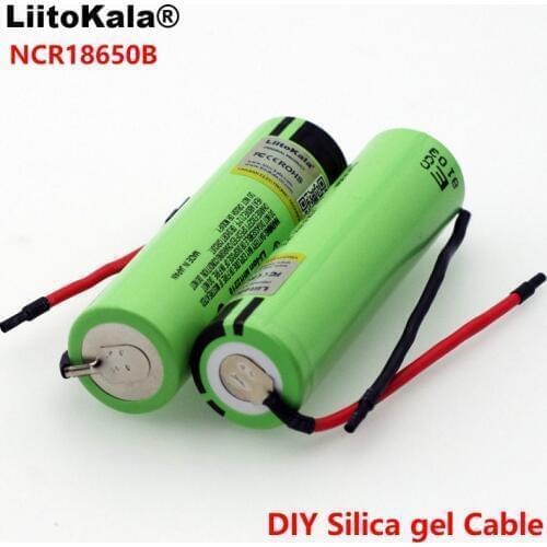 2pcs LiitoKala New Original NCR18650B 3.7v 3400mAh 18650 Li-ion Rechargeable Battery Welding Silica gel Cable DIY For Panasonic