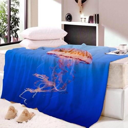 Jellyfish Fleece Blanket Decorate Underwater World Gifts Blanket Fleece Blankets Soft Warm Throw Blanket Warm Bed Sofa