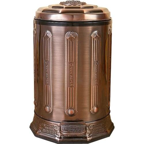 10 / 6L Copper Stainless Steel Metal Trash Can Trash Can Pedal Trash Can Home Decoration Garbage Basket Ljt002c