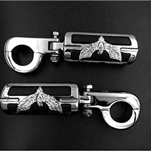 Universal Motorbike 1 1/4" Highway Stiletto Foot Pegs Footrest P-Clamps Cruiser Chopper Cafe Racer Old School