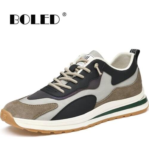 Suede Leather Men Shoes Breathable Trendy Sneakers Shoes Lace up Lightweight Comfort Walking Sneakers Tenis Feminino Zapatos