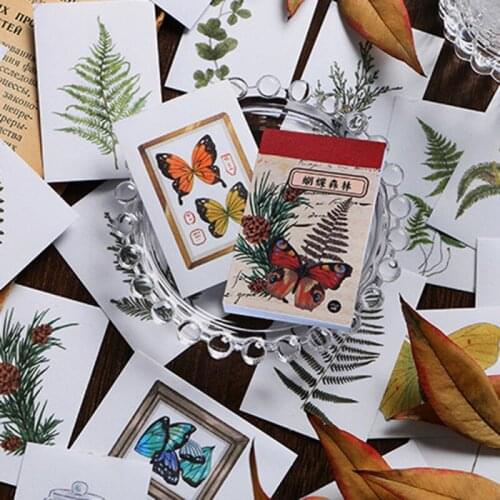 50Pcs/lot Ins Vintage Scrapbooking Stickers Set Plant Flower Butterfly Adhesive Diy Craft For Art Project Junk Journal