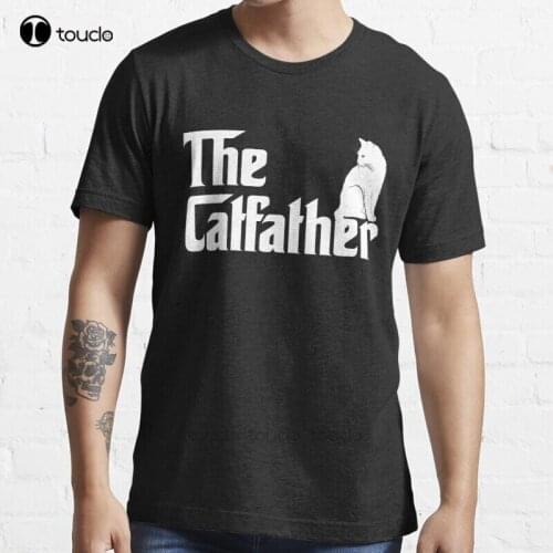 New The Catfather T-Shirt Funny Cat Parody Men Fathers Day Gift T-Shirt Cotton Men Tee Shirt