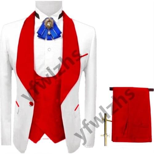 New Arrival One Button Groomsmen Shawl Lapel Groom Tuxedos Men Suits Wedding/Prom Best Blazer ( Jacket+Pants+Vest+Tie) C213