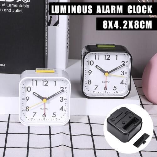 New Square Digital Needle Illuminous Clock Silent No Tick Alarm Quartz Timer Bedside Travel Snooze Night Light Clock