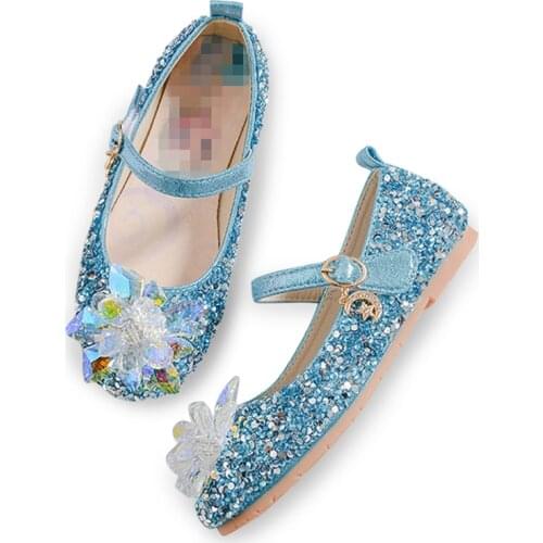 Princess Crystal Shoes Girls Ana Elza 2 Shoes Sequins Sandals Cosplay Snow Queen Elza Accessories Kids Birthday Near Year Gift