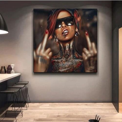 Punk Tattoo Girl Posters and Prints Modern Character Wall Art Pictures for Bedroom Bar Wall Decoration Sexy Woman Pictures