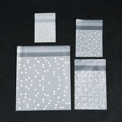 100pcs/lot White Dots Plastic Biscuits Gift Bag Transparent Frosted OPP Birthday Party Wedding Cookie Candy Packaging Bag