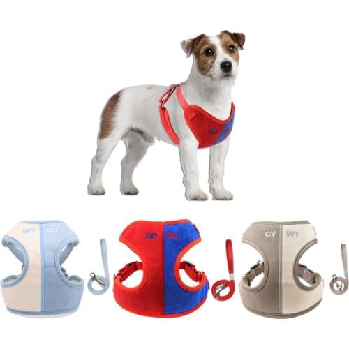 Dog Harness Fashion Stitching Suede Dog Harness Suitable For Small And Medium-Sized Dogs/Cats Personalized Pet Chest Vest XS-XL
