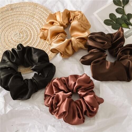 1 Pcs Satin Silk Solid Color Hair Ties Scrunchie Elastic Hair Bands Women Luxury Soft Hair Accessories Ponytail Holder Hair Rope