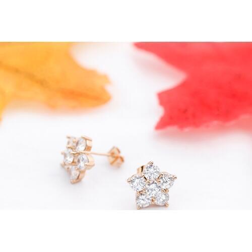 V Attract Cubic Zirconia Flower Earrings, Small Crystal Women CZ Stud Earrings, Brincos Girls Wedding Party Gift Opions Bijoux