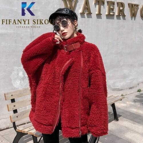 Winter Fur Coat Women High Quality Loose Fashion Faux Lamb Wool Fur Jacket Thick Warm Overcoat Female Zipper Lapel Plush Coats