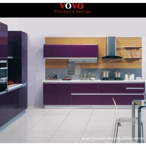 Modern kitchen cabinets in purple color NO need handle