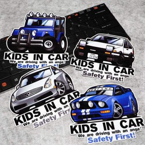 G107 Baby Kids in Car Reflective Safety Stickers Decals Cartoon Car Trunk Rear Windshield Sticker Safety First Warning Mark