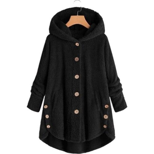 Oversized Button Hoodies Sweatshirt Women Winter Hoodies Fleece Giant Tops Blouse With Pocket Coat Korean Long-Sleeved Clothing