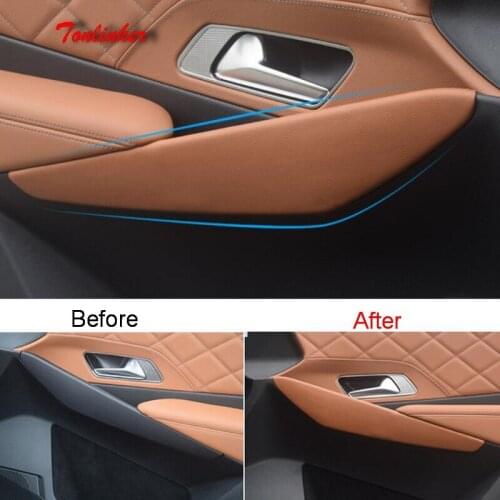 Tonlinker 4 PCS Door armrest Handles position Cover sticker for CITROEN DEESSE DS7 2018 Car Styling PU Leather Cover Stickers