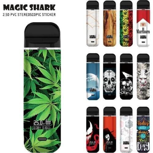 High Quality Devil Leaf Wood Print Skull Stone Print Sexy Woman 2.5D PVC Ultra Thin Sticker Film Case Skin Tape for Smok Novo X