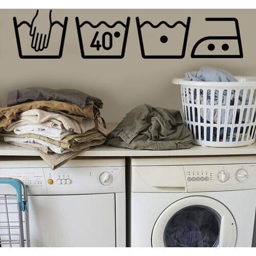 Vinyl Laundry Room Bathroom Wall Stickers Reminder Tag Wall Decals washing machine Furniture Stickers DIY Removable Waterproof