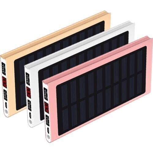 20000mah Solar Power Bank External Battery 2 USB Powerbank Portable Mobile phone Solar Fast Charger for Xiaomi iphone X 8 plus