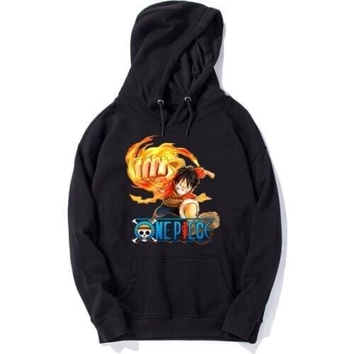 Japan Anime One Piece Monkey D Luffy Hoodies for Men Women Print Cotton Hooded Pullover Streetwear Winter Fleece Sweatshirt