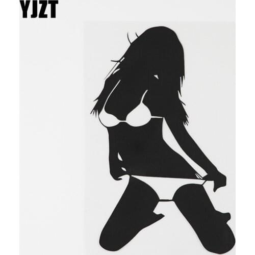 YJZT 10.3CMX16.8CM Model Woman Glamour Girl Decal Vinyl Car Sticker Black/Silver 8A-0469