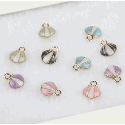 11x13MM Glazing KC Alloy Pearly Small Shells Earring Necklace Pendants Jewelry Charms DIY Making Findings Fittings Accessories